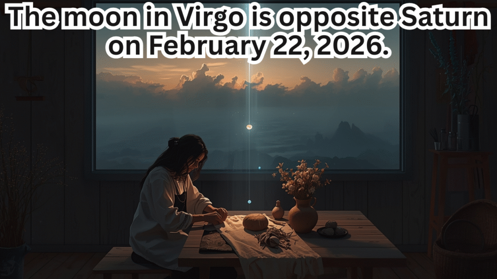 The moon in Virgo is opposite Saturn on February 22, 2026.
