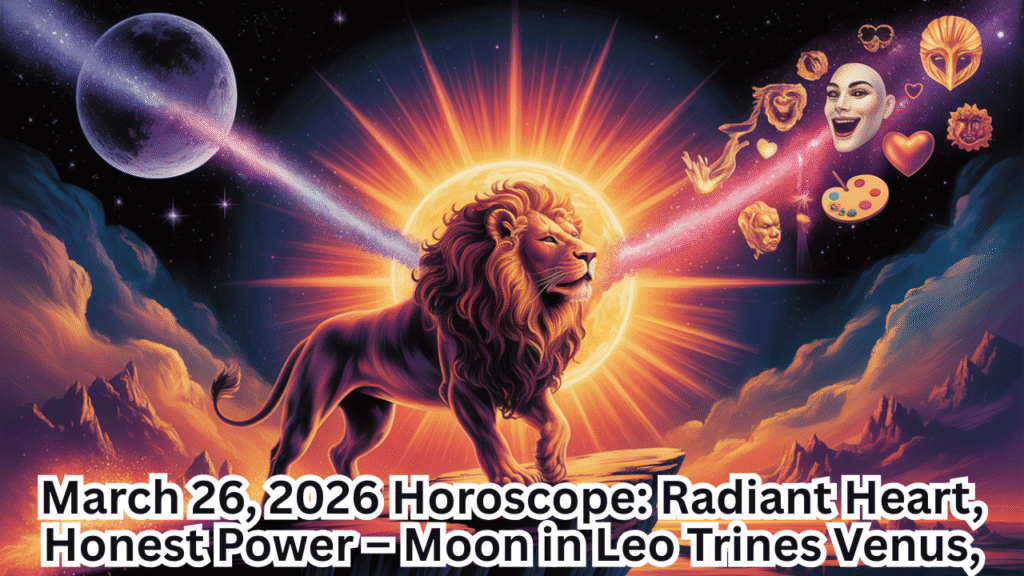 March 26, 2026 Horoscope Radiant Heart, Honest Power – Moon in Leo Trines Venus,